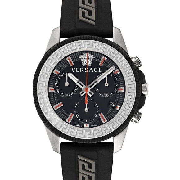 Versace 45mm Steel Greca Watch! NEW